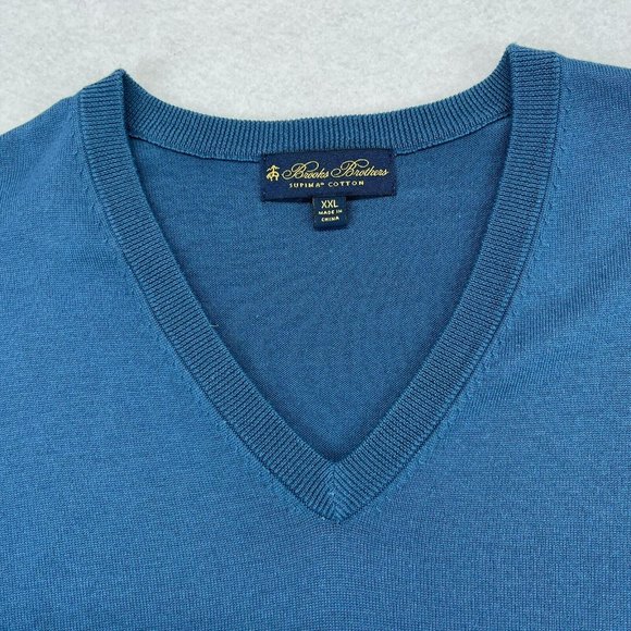 Brooks Brothers Sweater 2XL XXL Men's V Neck Lightweight Casual Pima Cotton - Picture 3 of 11
